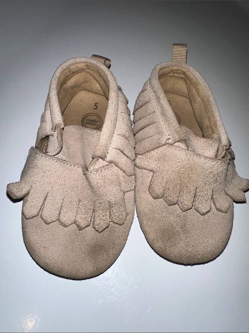 Toddler Fringe Moccasin Boots in Light Taupe 5
